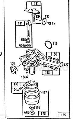 Gaźnik Briggs & Stratton typ silnika 090702-