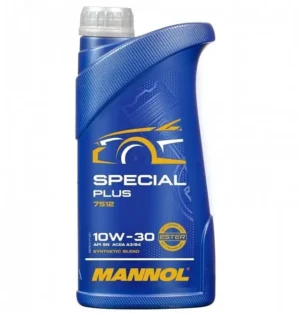 Butelka oleju MANNOL Special Plus 10W-30 o pojemności 1 litra.