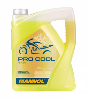 Żółty płyn do chłodnic Mannol Pro Cool 5L w opakowaniu.